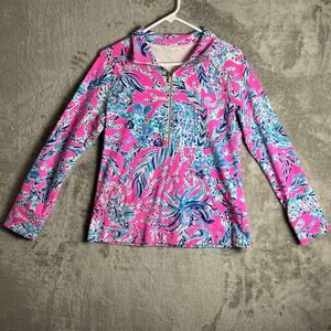 Lilly Pulitzer New Kids On The Dock Popover Colorful Floral Quarter Zip Size‎ XS